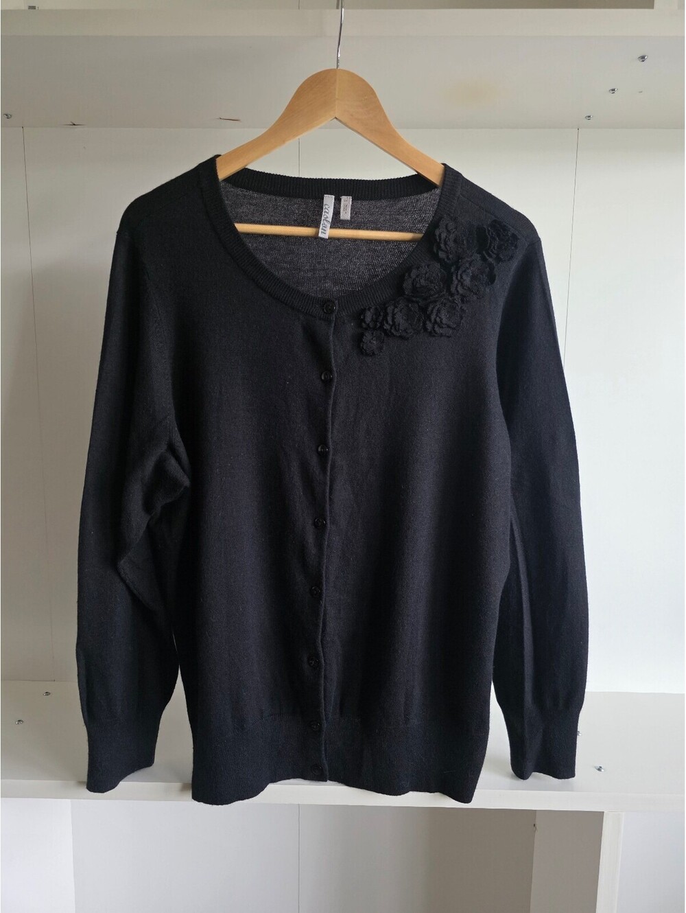Caslon Black Button-Up Cardigan, Size 2X